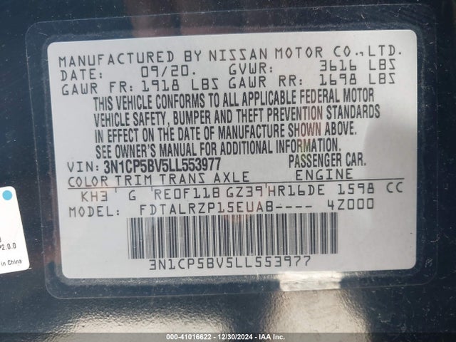 Nissan Kicks S Xtronic Cvt 2020 3N1CP5BV5LL553977 Image 9