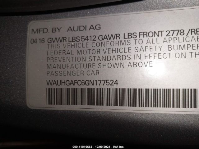 WAUHGAFC6GN177524 Audi A6 3.0t Premium Plus