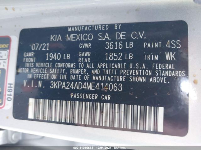 3KPA24AD4ME414063 KIA RIO LX