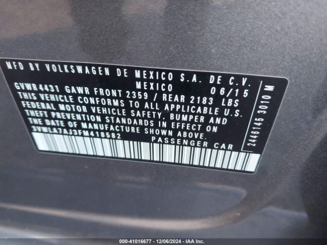 3VWLA7AJ3FM418582 Volkswagen Jetta 2.0l Tdi Se