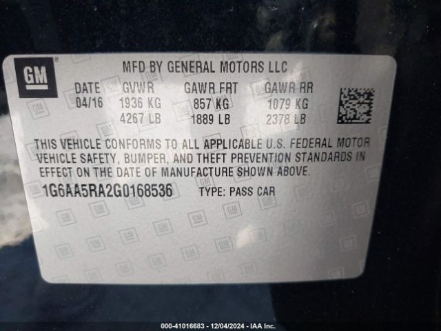 1G6AA5RA2G0168536 Cadillac Ats Standard