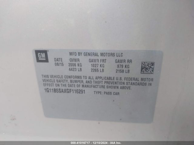 1G11B5SAXGF116291 Chevrolet Malibu Limited Ls