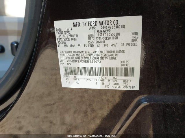 Ford EDGE SEL 2014 2FMDK3JC5EBB56073 Image 8