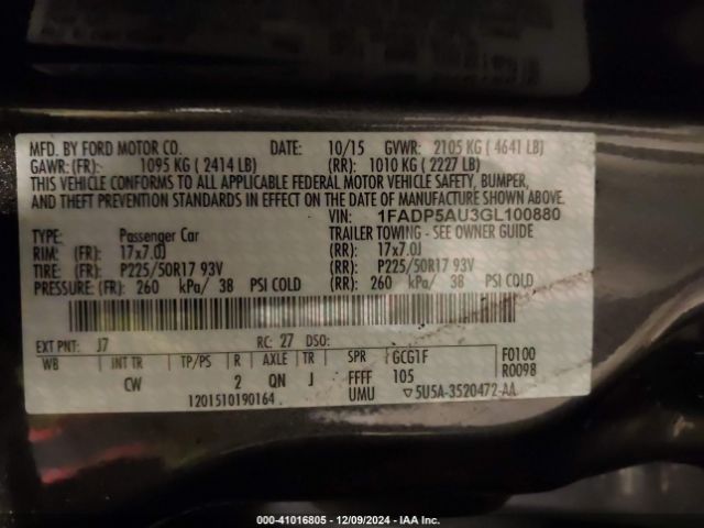 1FADP5AU3GL100880 Ford C-max Hybrid Se