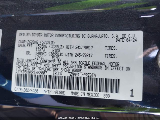 3TYKD5HNXRT002007 Toyota Tacoma Sr