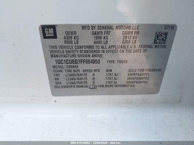1GC1CUEG7FF654850 Chevrolet Silverado 2500hd Wt