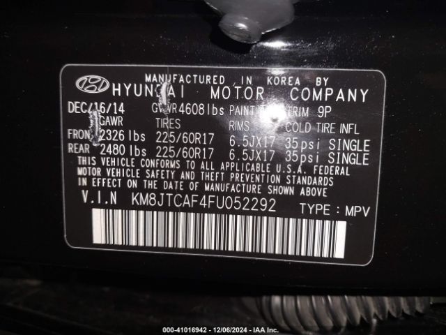 KM8JTCAF4FU052292 Hyundai TUCSON GLS