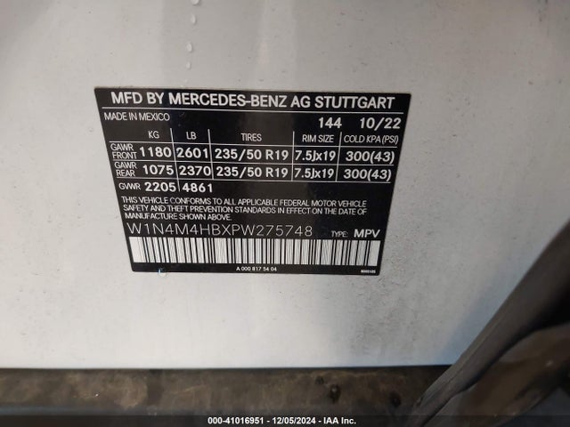 W1N4M4HBXPW275748 Mercedes-Benz Glb 250 4matic