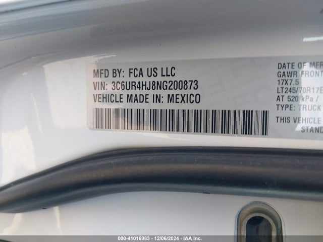 RAM 2500 Tradesman  4x2 8' Box 2022 3C6UR4HJ8NG200873 Image 9