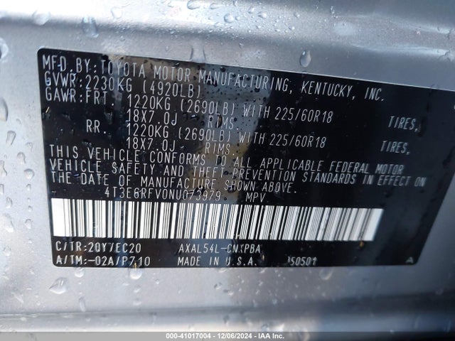 4T3E6RFV0NU073979 Toyota Rav4 Hybrid Xse