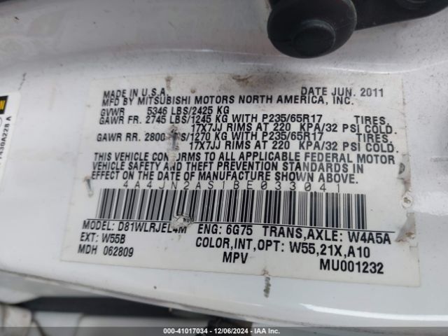 2011 MITSUBISHI ENDEAVOR 4A4JN2AS1BE033041 Photo 8