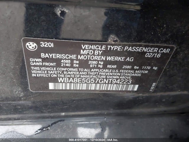 WBA8E5G57GNT94223 BMW 320i Xdrive