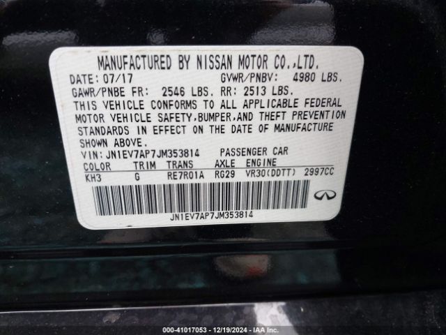 JN1EV7AP7JM353814 Infiniti Q50 3.0t Luxe