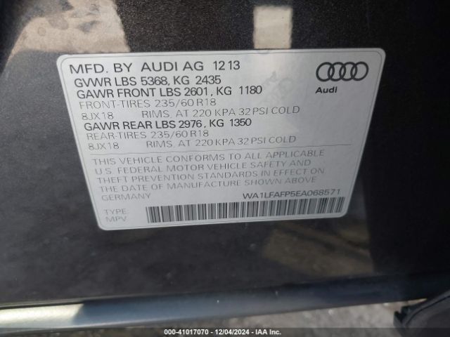 Audi Q5 2.0t Premium 2014 WA1LFAFP5EA068571 Image 9
