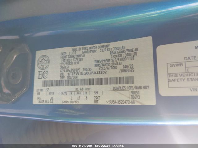 1FTEW1EG6GFA32202 Ford F-150 Xlt