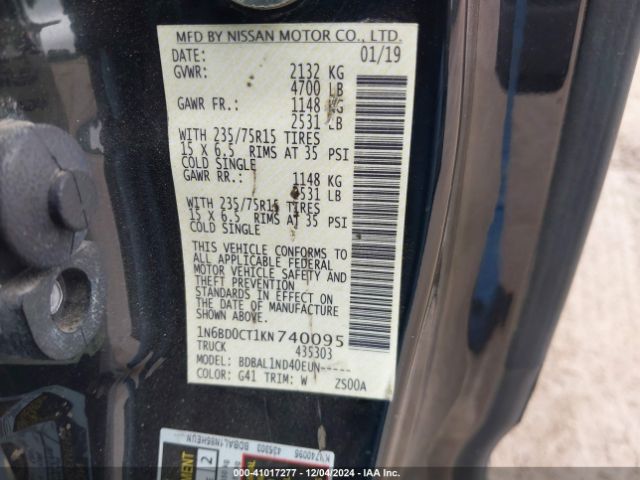 1N6BD0CT1KN740095 Nissan FRONTIER S