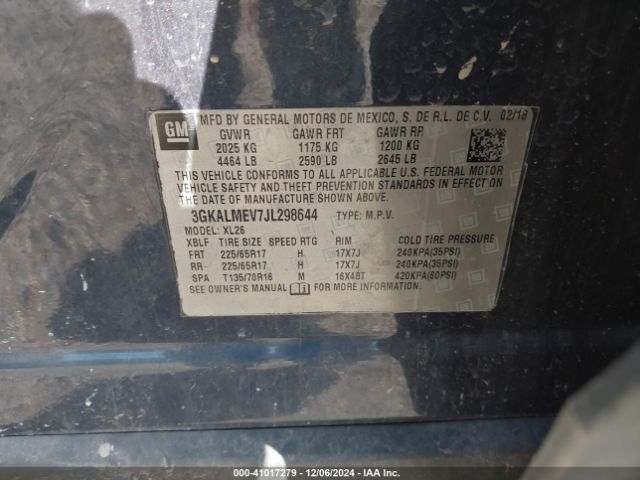 3GKALMEV7JL298644 GMC Terrain Sle