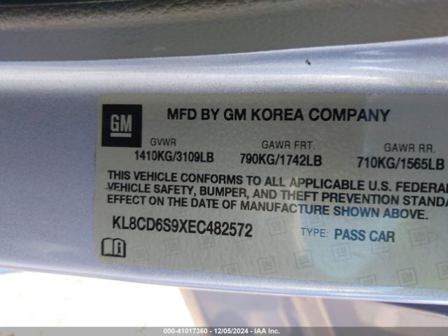 KL8CD6S9XEC482572 Chevrolet Spark 1lt Auto