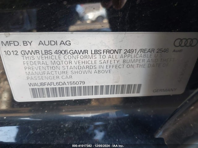2013 AUDI A4 WAUBFAFL6DA155079 Photo 8