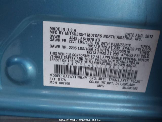 2013 MITSUBISHI OUTLANDER SPORT 4A4AP4AU9DE004025 Photo 8