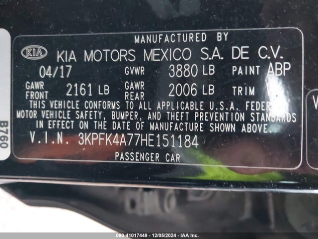 KIA FORTE LX 2017 3KPFK4A77HE151184 Image 9