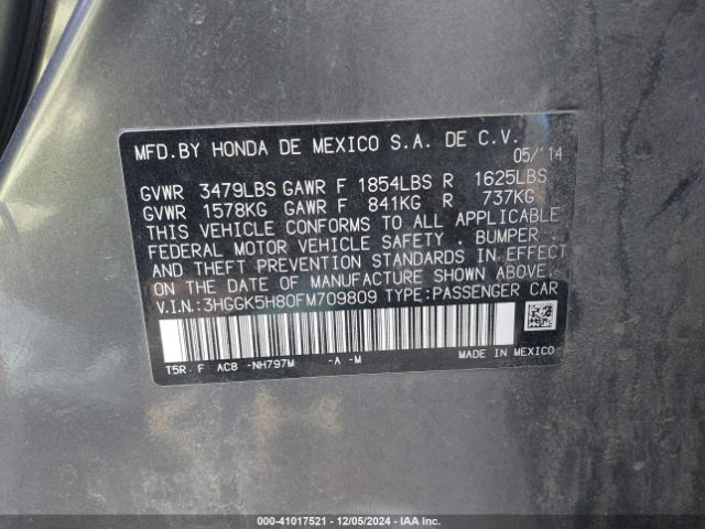 3HGGK5H80FM709809 Honda Fit Ex/ex-l