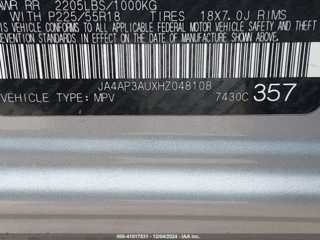 JA4AP3AUXHZ048108 Mitsubishi Outlander Sport 2.0 Es