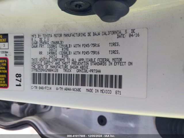 3TMBZ5DNXGM004128 Toyota Tacoma Sr5