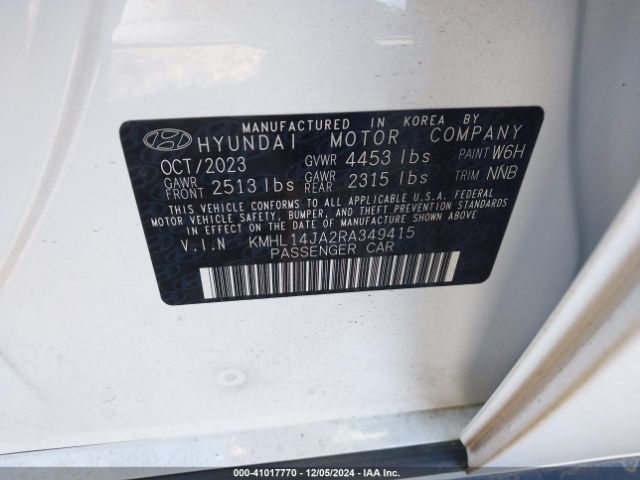 KMHL14JA2RA349415 Hyundai SONATA SEL