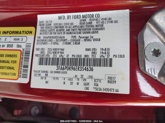 Ford Fusion Titanium 2014 3FA6P0K96ER354636 Image 9