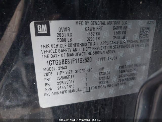 1GTG5BE31F1192630 GMC CANYON SLE