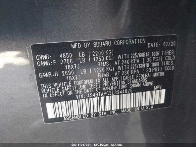 4S4BTAPC3L3244875 Subaru Outback Touring