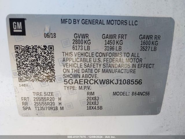 5GAERCKW8KJ108556 Buick Enclave Fwd Premium