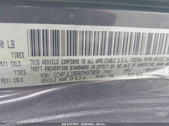 1C4PJLDB5KD457858 Jeep Cherokee Limited Fwd