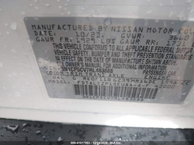 3N1CP5CV7RL483888 Nissan Kicks Sv Xtronic Cvt