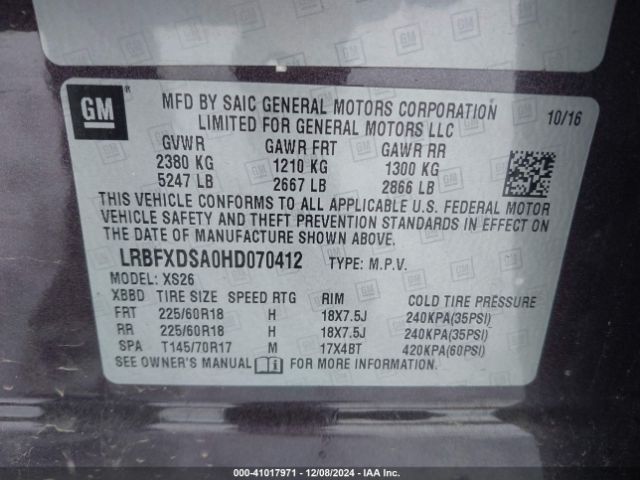 LRBFXDSA0HD070412 Buick Envision Essence