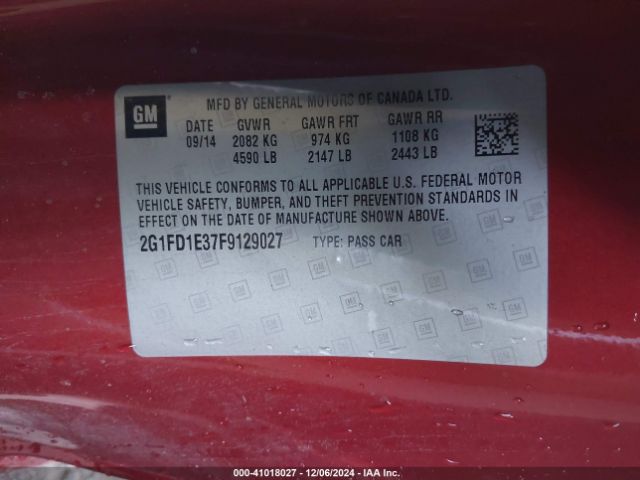 2G1FD1E37F9129027 Chevrolet Camaro 1lt