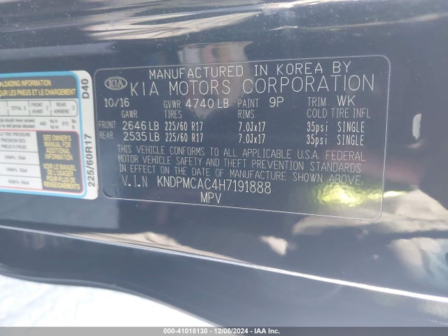 KIA Sportage Lx 2017 KNDPMCAC4H7191888 Image 9