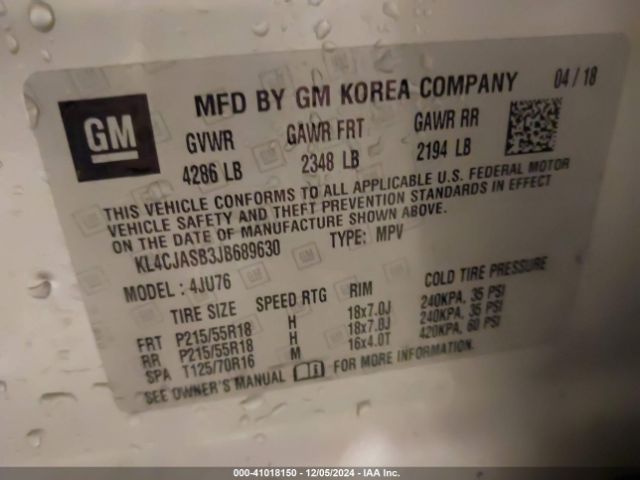 KL4CJASB3JB689630 Buick Encore Preferred