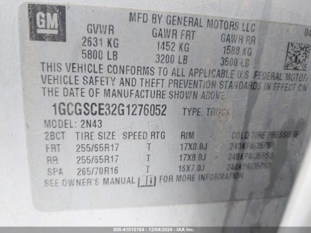 1GCGSCE32G1276052 Chevrolet Colorado Lt