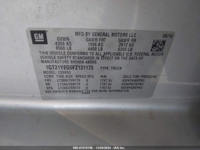 1GT21YEG6FZ131173 GMC Sierra 2500hd Sle