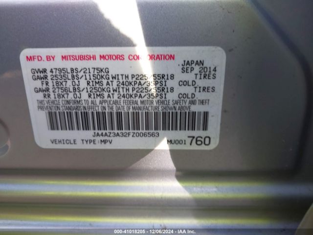 2015 MITSUBISHI OUTLANDER JA4AZ3A32FZ006563 Photo 8