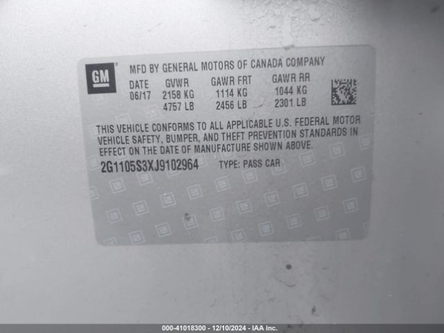 2G1105S3XJ9102964 Chevrolet IMPALA 1LT