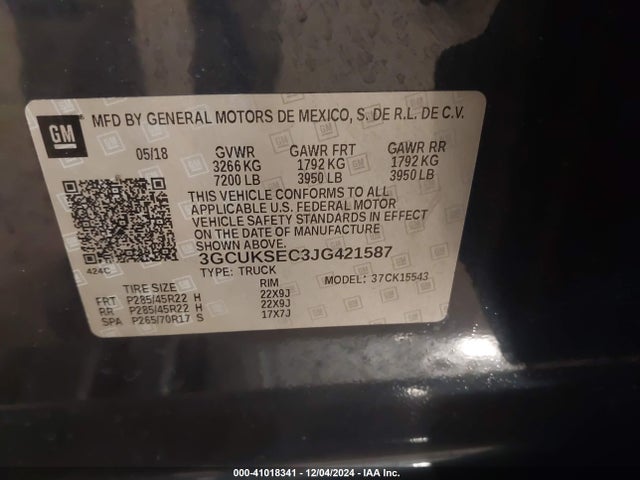 Chevrolet Silverado 1500 2lz 2018 3GCUKSEC3JG421587 Image 9