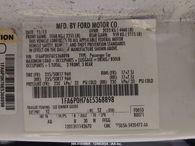 Ford FUSION SE 2014 1FA6P0H76E5368898 Image 9