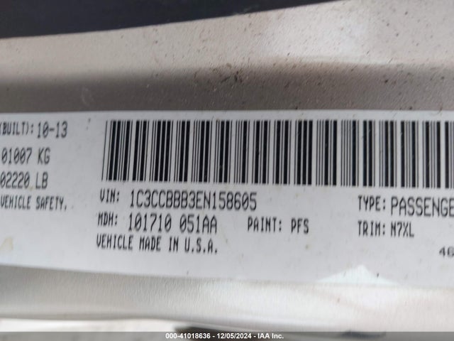 1C3CCBBB3EN158605 Chrysler 200 Touring