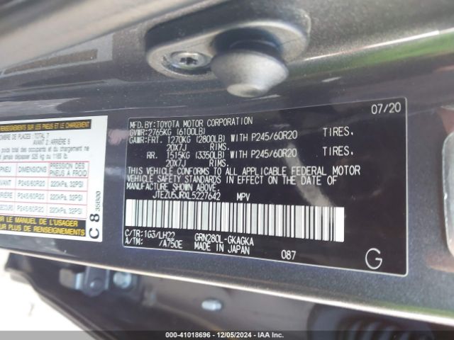 JTEZU5JRXL5227642 Toyota 4runner Nightshade Special Edition