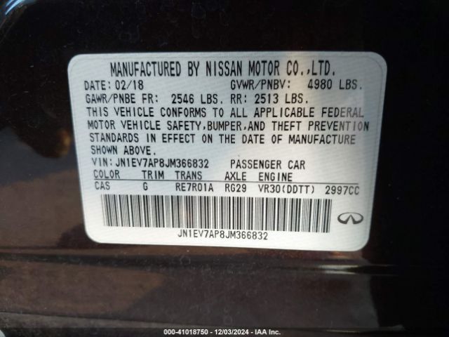 JN1EV7AP8JM366832 Infiniti Q50 3.0t Luxe