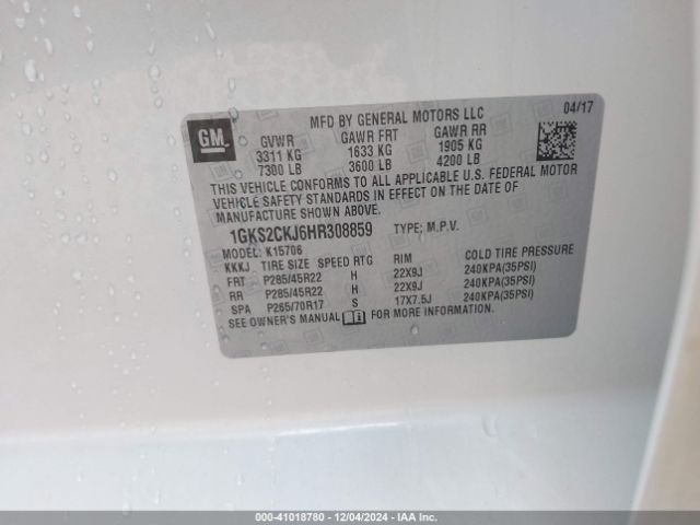 1GKS2CKJ6HR308859 GMC YUKON DENALI