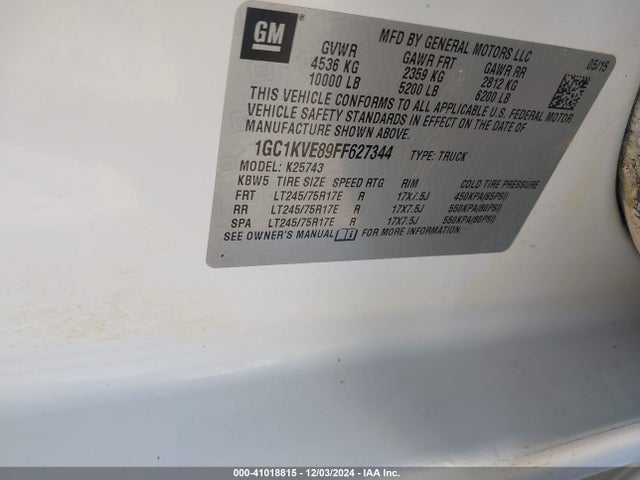Chevrolet Silverado 2500hd Lt 2015 1GC1KVE89FF627344 Image 8